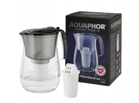Duży dzbanek filtrujący z Tritanu Aquaphor PROVENCE 4,2 L z filtrem A5 Mg CZARNY