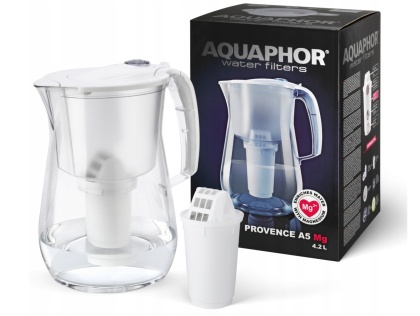 Duży dzbanek filtrujący z Tritanu Aquaphor PROVENCE 4,2 L z filtrem A5 Mg BIAŁY