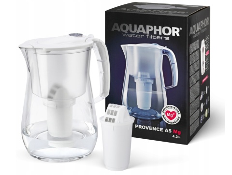 Duży dzbanek filtrujący z Tritanu Aquaphor PROVENCE 4,2 L z filtrem A5 Mg BIAŁY