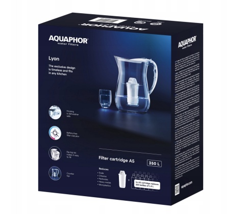 Dzbanek filtrujący z Tritanu Aquaphor Lyon 3.8 l z wkł. A5, biały + WKŁAD