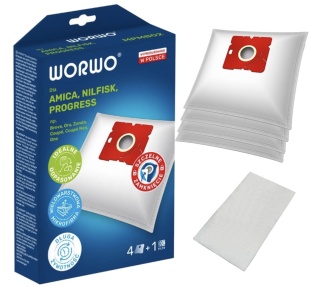 WORKI DO ODKURZCZA MPM, AMICA ZONDA, DUBLIS, VIENTO MPMB02 4 SZT. + 1 FILTR