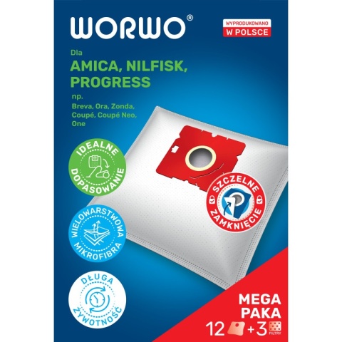 WORKI DO ODKURZCZA BEKO VCC34801AW VCC34803AD 12 SZT. + 3 FILTRY