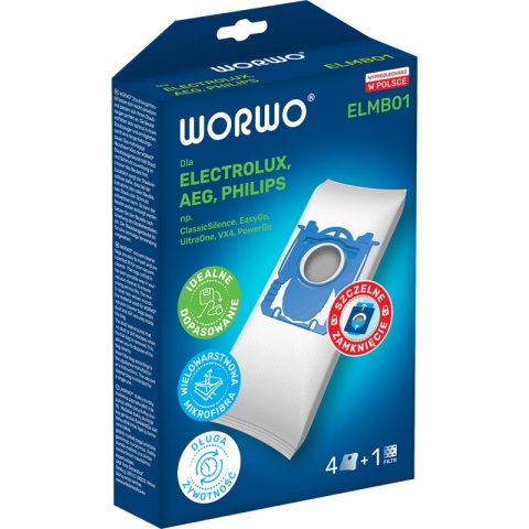 WORKI DO ODKURZACZA ELECTROLUX PHILIPS AEG WORWO ELMB01 4 SZT. + 1 FILTR WLOTOWY