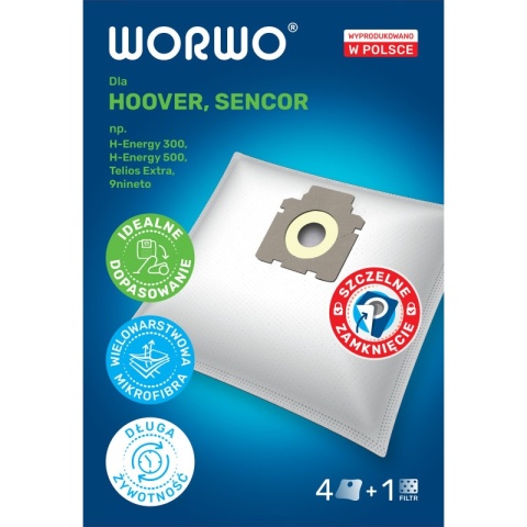 WORKI DO ODKURZACZA HOOVER TELIOS EXTRA H81 HMB05 4 SZT. + 1 FILTR