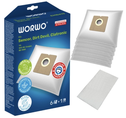 WORKI DO ODKURZACZA SENCOR SVC 45 COOPER BS 1300 EMB419 6 SZT. + 1 FILTR