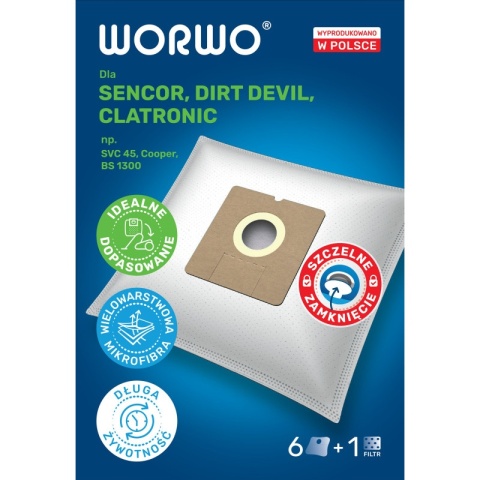 WORKI DO ODKURZACZA SENCOR SVC 45 COOPER BS 1300 EMB419 6 SZT. + 1 FILTR
