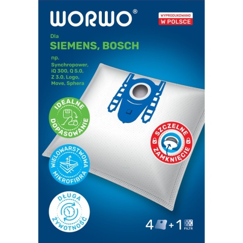WORKI DO ODKURZACZA SIEMENS I BOSCH SERIE 2 4 6 8 TYP D E F G H SBMB01K 4 SZT. + 1 FILTR