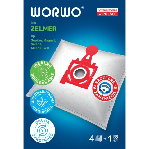 WORKI DO ODKURZACZA ZELMER JUPITER SOLARIS MAGNAT ZVCA300B ZMB03 4 SZT. + 1 FILTR
