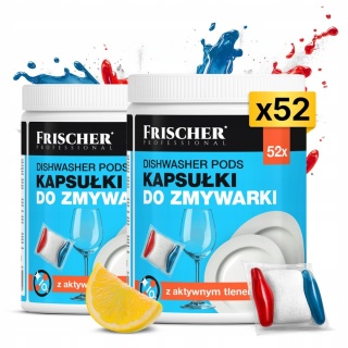 2 szt. KAPSUŁKI DO ZMYWARKI NACZYŃ 3w1 FRISCHER PROFESSIONAL 52SZT CYTRYNOWE