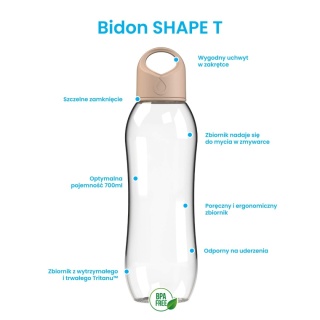 Bidon butelka na Wodę Dafi SHAPE T 0,7 l Kolor Cappuccino