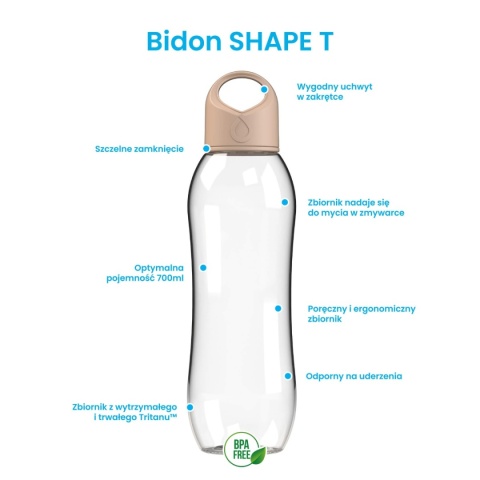 Bidon butelka na Wodę Dafi SHAPE T 0,7 l Kolor Cappuccino