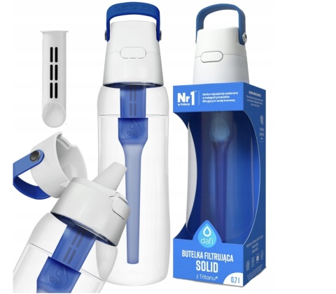 Butelka filtrująca z Tritanu Dafi SOLID 0,7l szafirowa niebieska z filtrem
