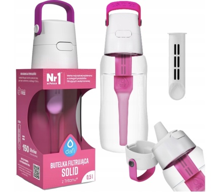 Butelka filtrująca Dafi Solid 0.5 L RÓŻOWA / FLAMINGOWA z filtrem