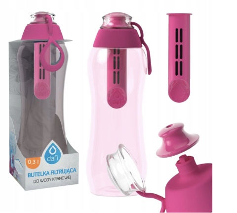 Butelka filtrująca bidon Dafi SOFT 0,3L Różowy z 1 filtrem węglowym