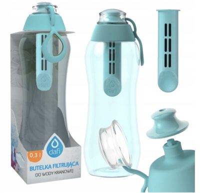 Butelka filtrująca bidon Dafi SOFT 0,3L Miętowa z 1 filtrem węglowym