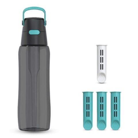 Butelka filtrująca z Tritanu Dafi Solid 0.7l czarna turkusowa z 4 filtrami