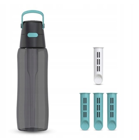 Butelka filtrująca z Tritanu Dafi Solid 0.7l czarna turkusowa z 4 filtrami