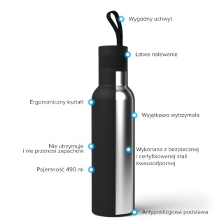 Butelka termiczna termos Dafi EASY stal nierdzewna 490 ml czarna