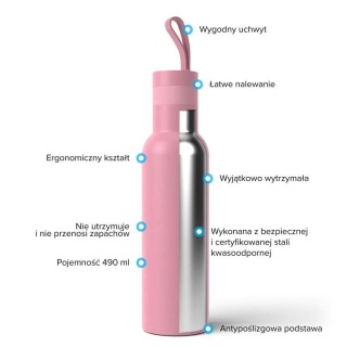 Butelka termiczna termos Dafi EASY stal nierdzewna 490 ml różana