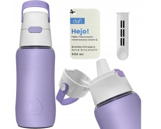 Butelka z Tritanu Dafi SOLID SiliconeFit 0,5l lawendowa by Joanna Krupa z 1 filtrem
