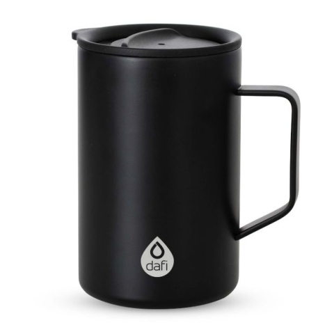 Czarny szczelny kubek termiczny z uchem DAFI DOUBLE WALL 330 ml