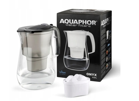 Dzbanek filtrujący z Tritanu Aquaphor Onyx 4,2l + 1 wkład Maxfor+, CZARNY