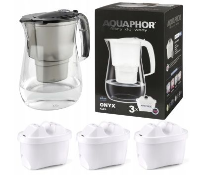 Dzbanek filtrujący z Tritanu Aquaphor Onyx 4,2l z 3 wkładami Maxfor+ Mg CZARNY
