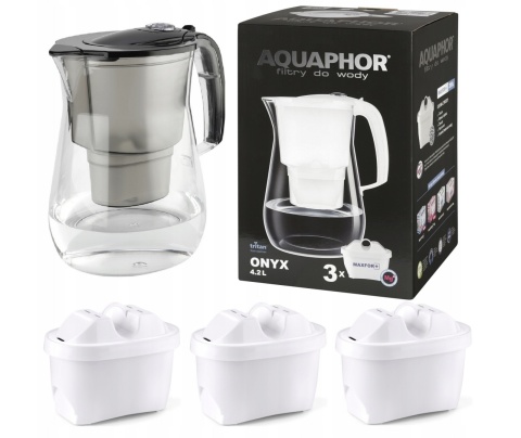 Dzbanek filtrujący z Tritanu Aquaphor Onyx 4,2l z 3 wkładami Maxfor+ Mg CZARNY