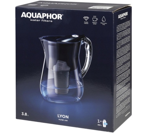 Dzbanek filtrujący z Tritanu Aquaphor Lyon 3.8 l z wkł. A5, CZARNY + WKŁAD