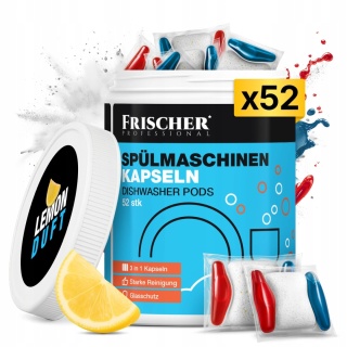 KAPSUŁKI DO ZMYWARKI NACZYŃ 3w1 FRISCHER PROFESSIONAL 52SZT CYTRYNOWE