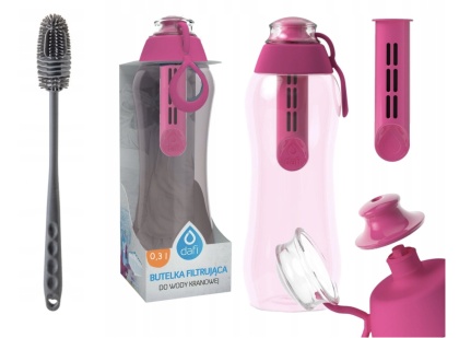 Butelka filtrująca bidon Dafi SOFT 0,3L Różowy + FILTR + SZCZOTKA