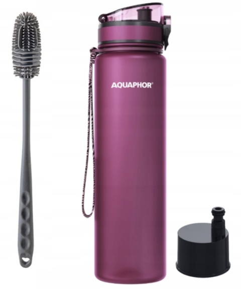Butelka filtrująca bidon z Tritanu Aquaphor City 1L Bordowa + 1 filtr + szczotka