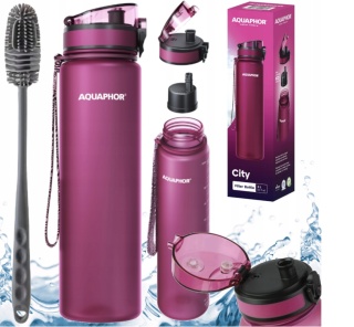 Butelka filtrująca z Tritanu Aquaphor City 1L Bordowa + 1 filtr + SZCZOTKA