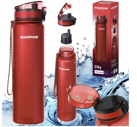 Butelka filtrująca z Tritanu Aquaphor City 1L Czerwona/RED + 1 FILTR