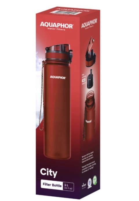 Butelka filtrująca z Tritanu Aquaphor City 1L Czerwona/RED + 1 FILTR