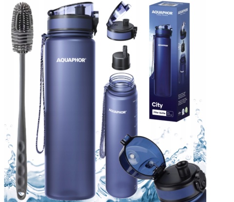 Butelka filtrująca z Tritanu Aquaphor City 1L Granatowa + 1 filtr + SZCZOTKA