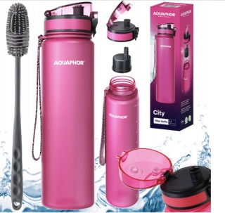 Butelka filtrująca z Tritanu Aquaphor City 1L Różowa + 1 filtr + SZCZOTKA
