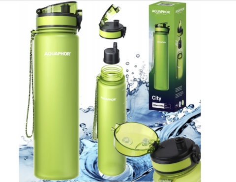 Butelka filtrująca z Tritanu Aquaphor City 1L Zielona + 1 filtr + SZCZOTKA