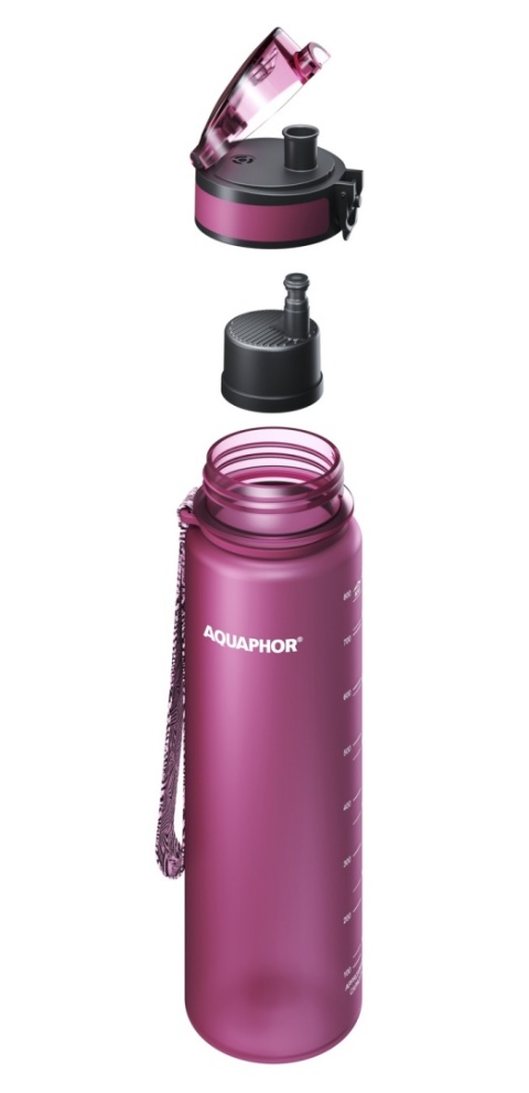 Butelka filtrująca z Tritanu Aquaphor City 800 ml Bordowa + SZCZOTKA
