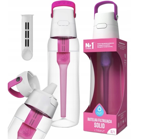 Butelka filtrująca z Tritanu Dafi SOLID 0,7l różowa + FILTR + SZCZOTKA