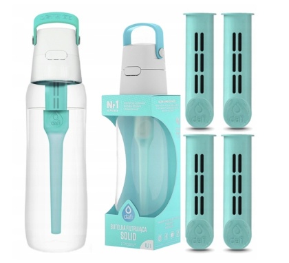Butelka filtrująca z Tritanu Dafi SOLID 0,7l turkusowa + 4 FILTRY