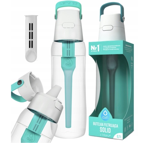 Butelka filtrująca z Tritanu Dafi SOLID 0,7l turkusowa + FILTR + SZCZOTKA