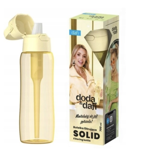 Butelka filtrująca z Tritanu Dafi SOLID 0,7l zółta DODA z 1 filtrem