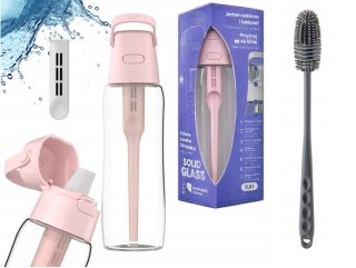 Szklana butelka filtrująca Solid Dafi 0,6 L Baby Pink Różowa + FILTR + SZCZOTKA