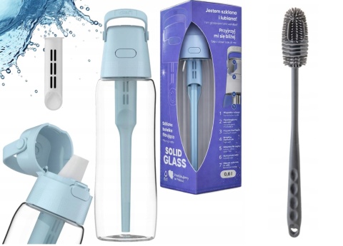 Szklana butelka filtrująca Solid Dafi 0,6 L Dove Blue + FILTR + SZCZOTKA