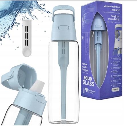 Szklana butelka filtrująca Solid Dafi 0,6 L Dove Blue + FILTR