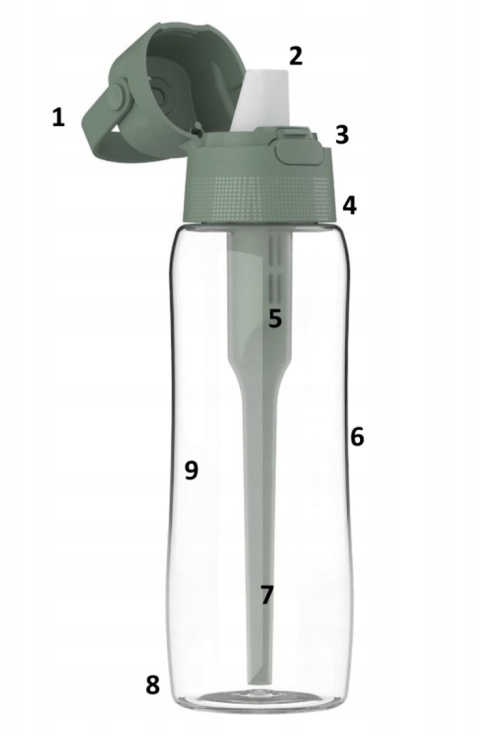 Szklana butelka filtrująca Solid Dafi 0,6 L Szałwiowa + FILTR