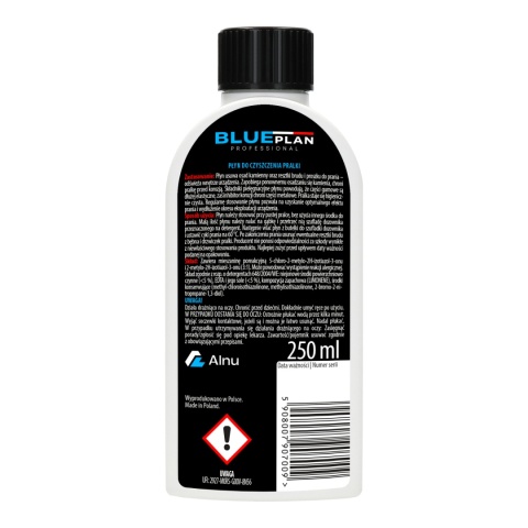 Profesjonalny Płyn do Czyszczenia Pralki BLUEPLAN | Uniwersalny | 250 ml | PL - 3 szt.