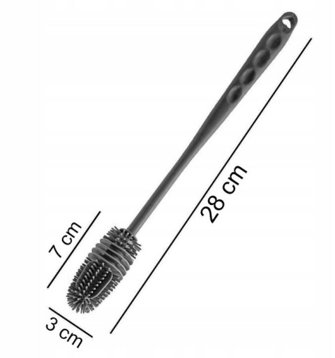 SZCZOTKA SILIKONOWA BluePlan DO MYCIA BUTELEK, DZBANKÓW - 28 cm - 1 szt.