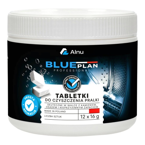 Tabletki EKO do Czyszczenia Odkamieniania Pralki BLUEPLAN | 12 szt x 16g | PL